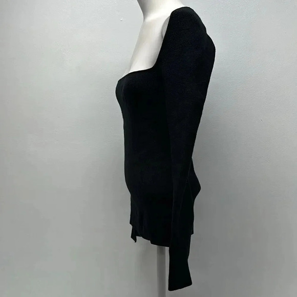 Eleven Six Elle Sweater Knit Jumper Square Neck Ribbed Bodycon Black Large - Picture 6 of 11